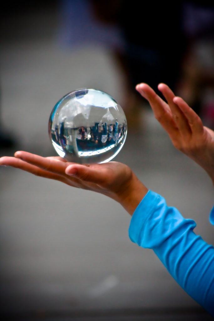 Reflections in a crystal ball. Captured on London's South Bank.