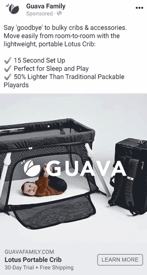Gif showing a travel baby crib