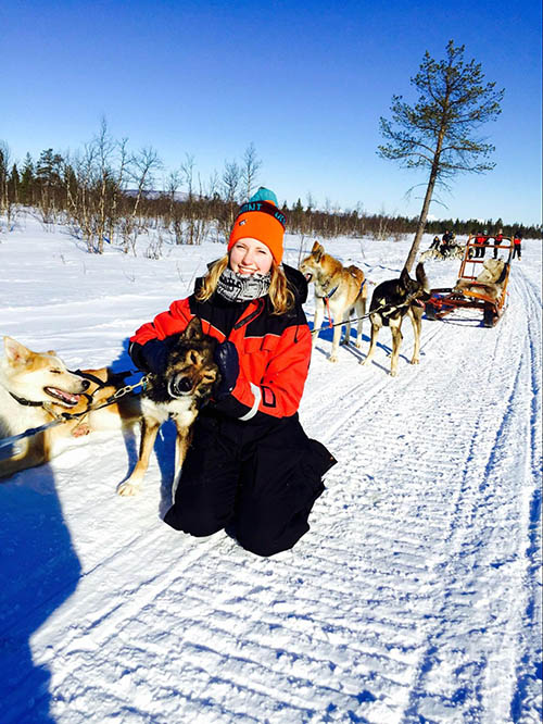 Stella with sled dogs